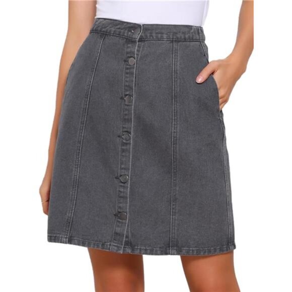 Women's Denim Skirts A-Line Short Grey - Picture 1 of 6